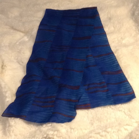 ❌GIFTED❌Made in ITALY SCARF blue+Stripes 60"x 10" - Picture 4 of 5